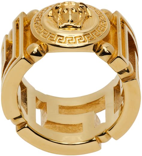 versace logo gold ring|versace ring real gold.